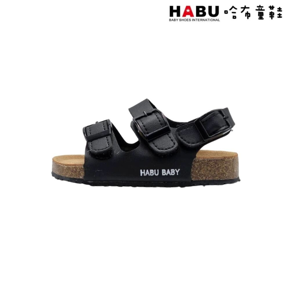 HABU哈布童鞋 涼鞋 涼拖鞋 魔鬼氈 戶外 休閒 小童 中大童 軟木 RR200-BK6/RR200W-BK-圖片-2