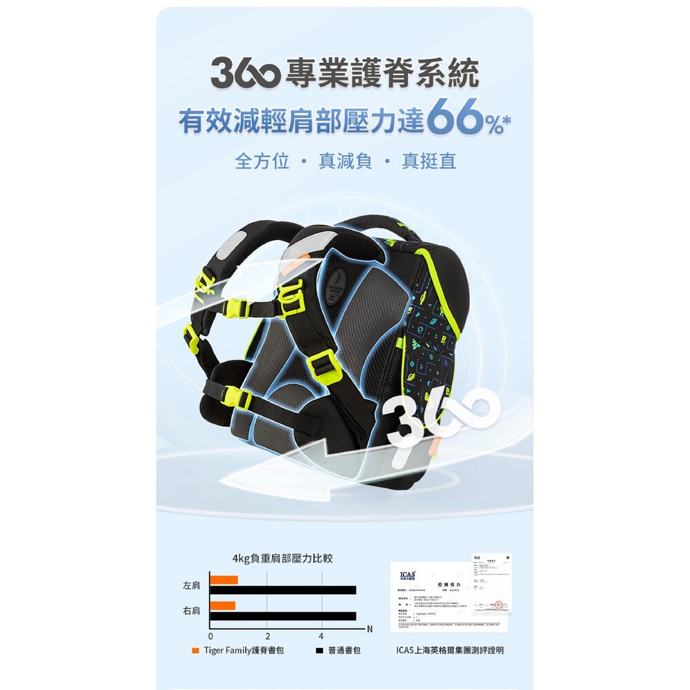 Tiger Family 小學者 可放A4 守護海洋系列 超輕量護脊書包 Pro 2S 冰鋒武士 TGJL-116A-圖片-4