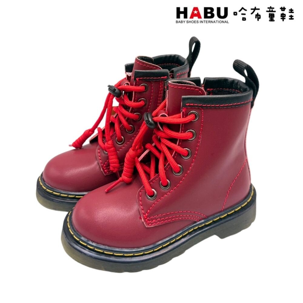 ZF01B-RD-HABU哈布童鞋 經典馬丁靴 兒童 英倫風 軍靴 馬丁靴 紅色 ZF01B-RD/ZF01W-RD｜哈布童鞋