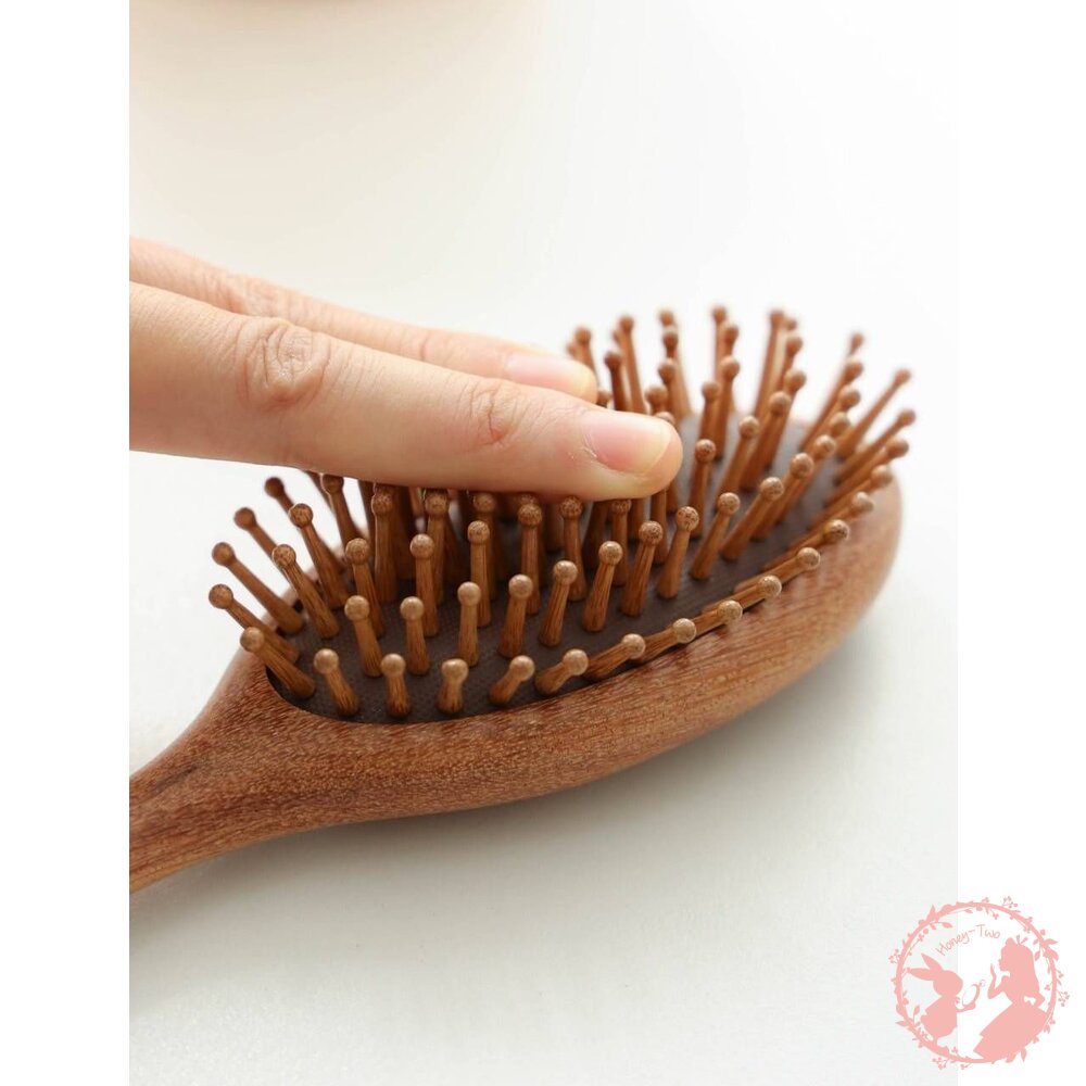 檀木氣墊梳 氣墊梳子 氣囊梳 按摩頭部經絡 木梳 檀木 男女神專用長髮頭皮家用-圖片-2