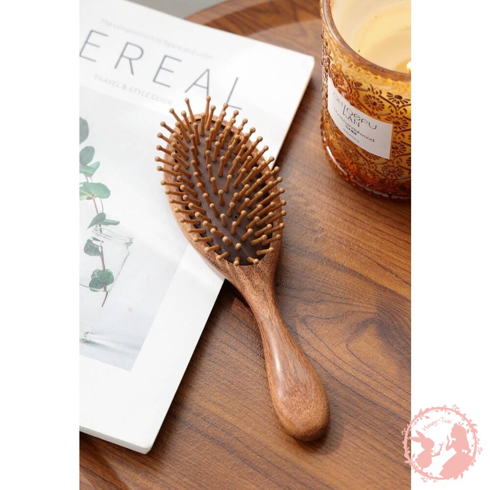 檀木氣墊梳 氣墊梳子 氣囊梳 按摩頭部經絡 木梳 檀木 男女神專用長髮頭皮家用-圖片-3