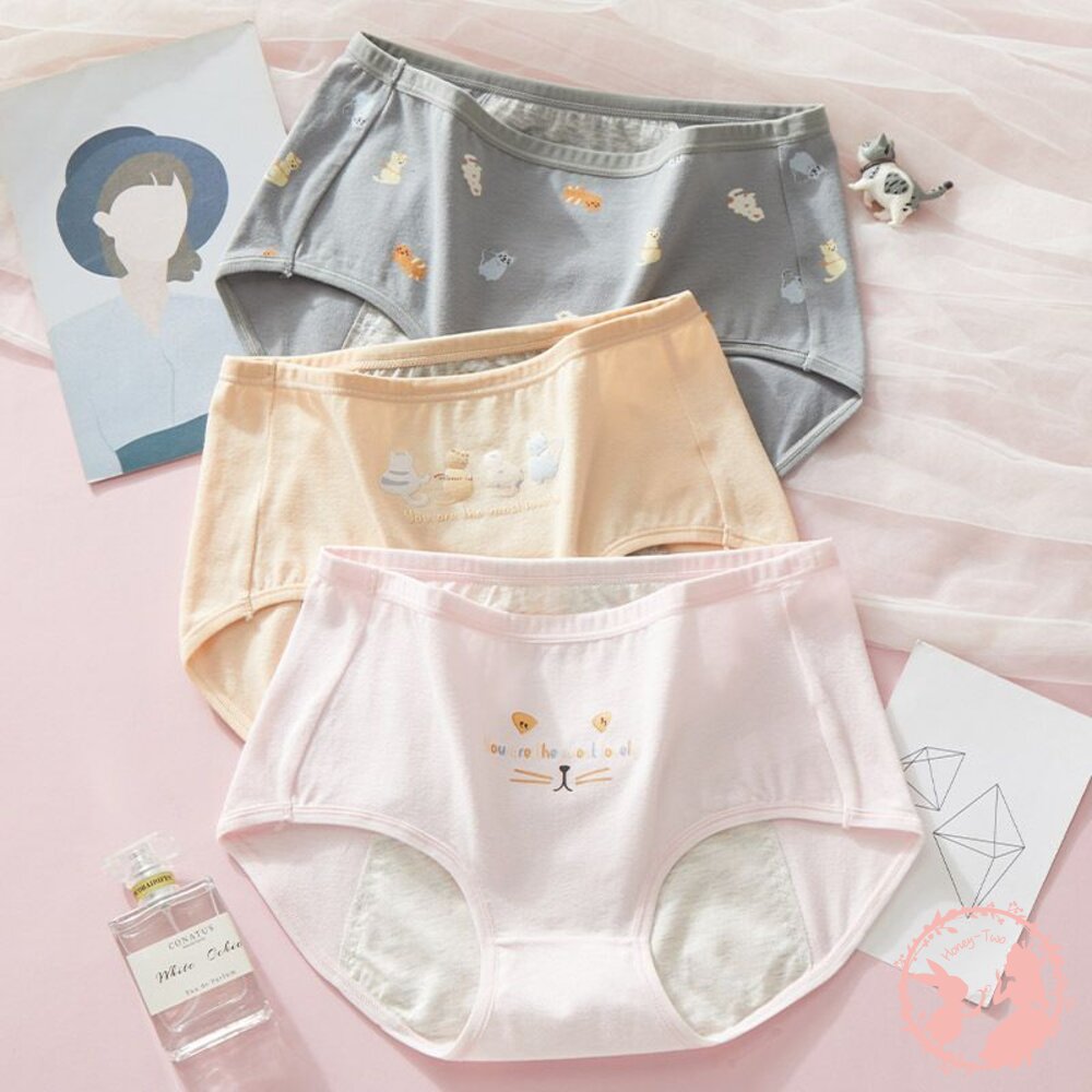 團購熱銷 成長 少女 女孩 可愛貓咪少女防漏生理褲內褲 包臀內褲 封面照片