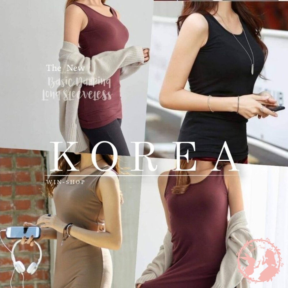 現貨✨正韓國秋冬爆款 素面薄加絨長版刷毛背心 保暖內衣 上衣 小可愛 女裝 封面照片