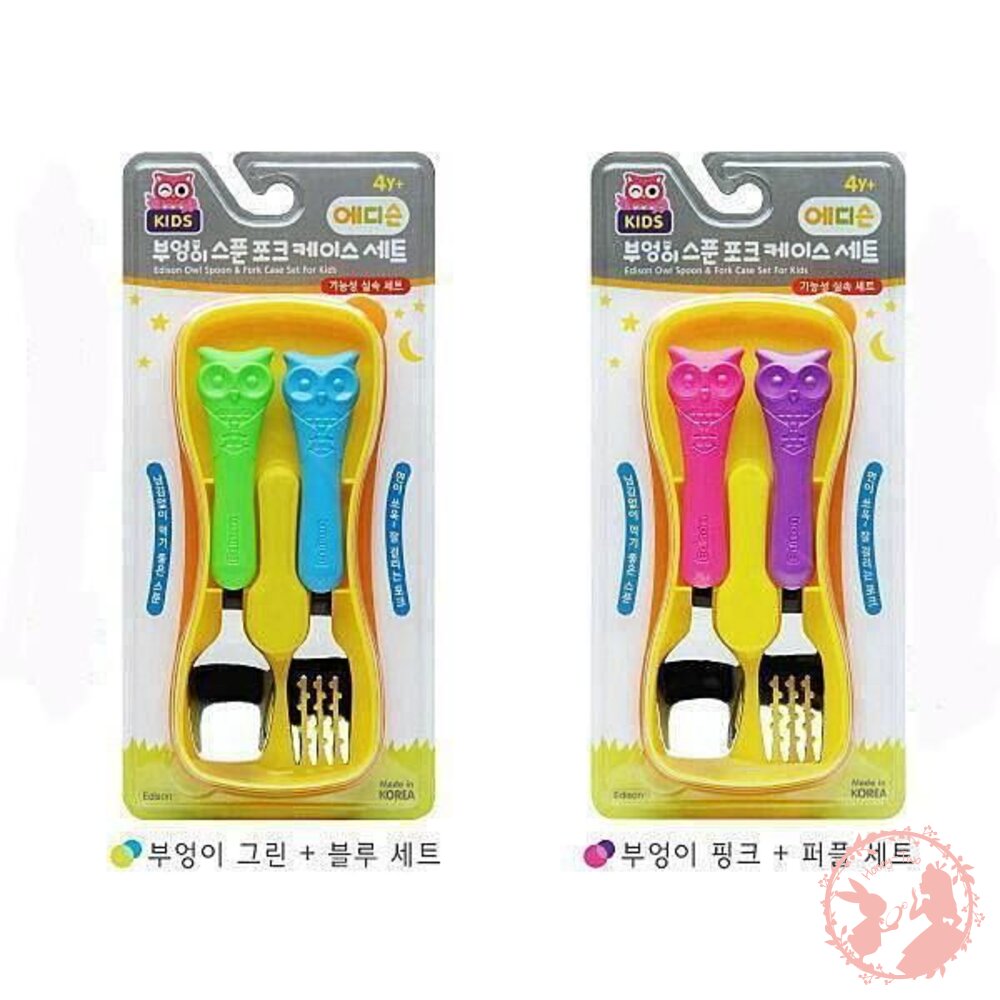 韓國 Edison 動物造型不鏽鋼學習餐具組(貓頭鷹4y) 封面照片
