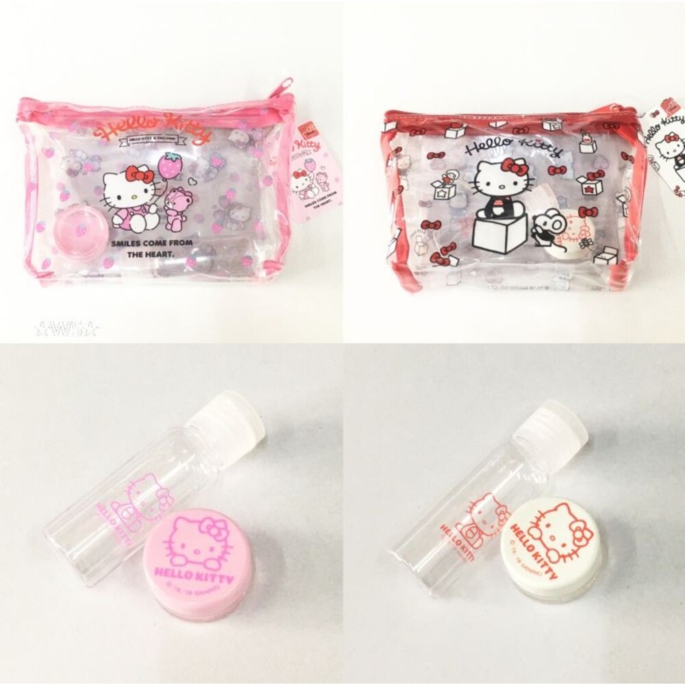 4712977465817-Hello Kitty旅行組透明包 透明包 旅行組 盥洗包 收納包