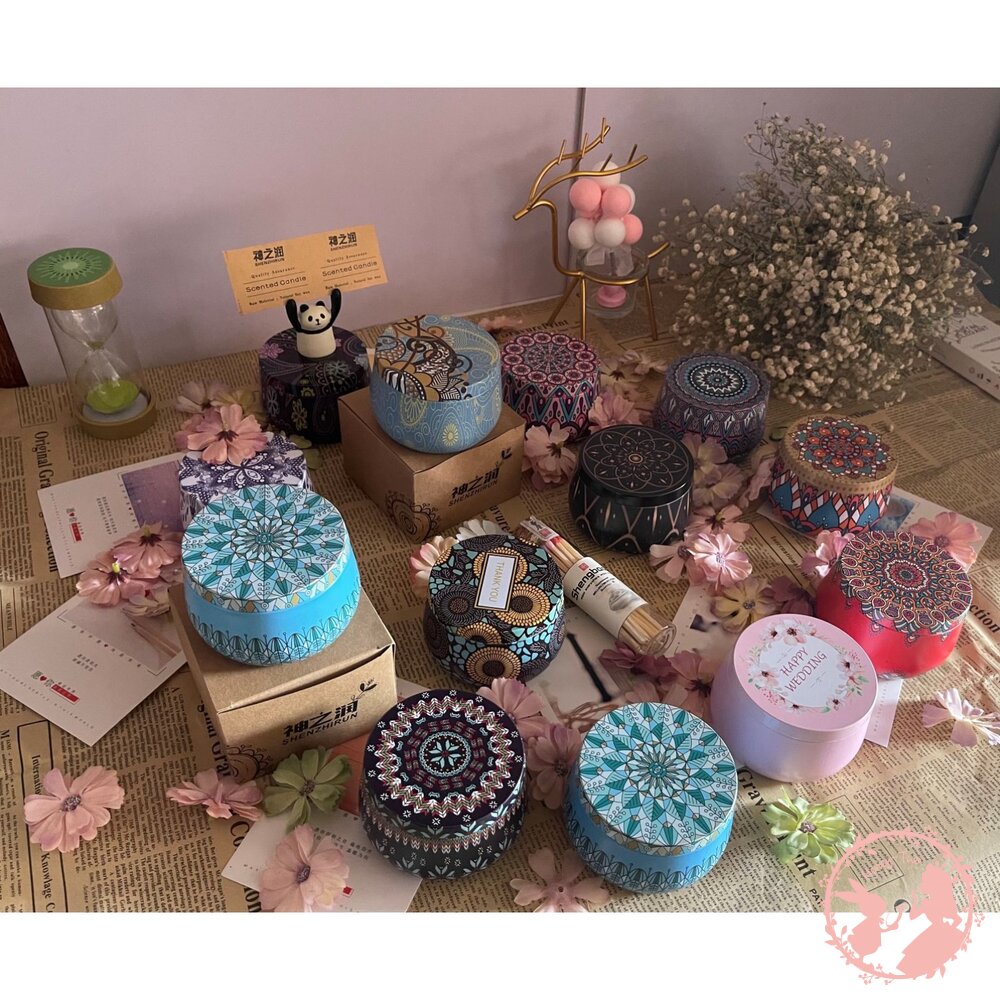 🔥現貨 小鐵盒香氛蠟燭 香氛蠟燭 乾燥花蠟燭 大豆蠟燭 香薰 芳香 靜心 冥想 調頻 情人 聖誕 禮物 天使-圖片-6