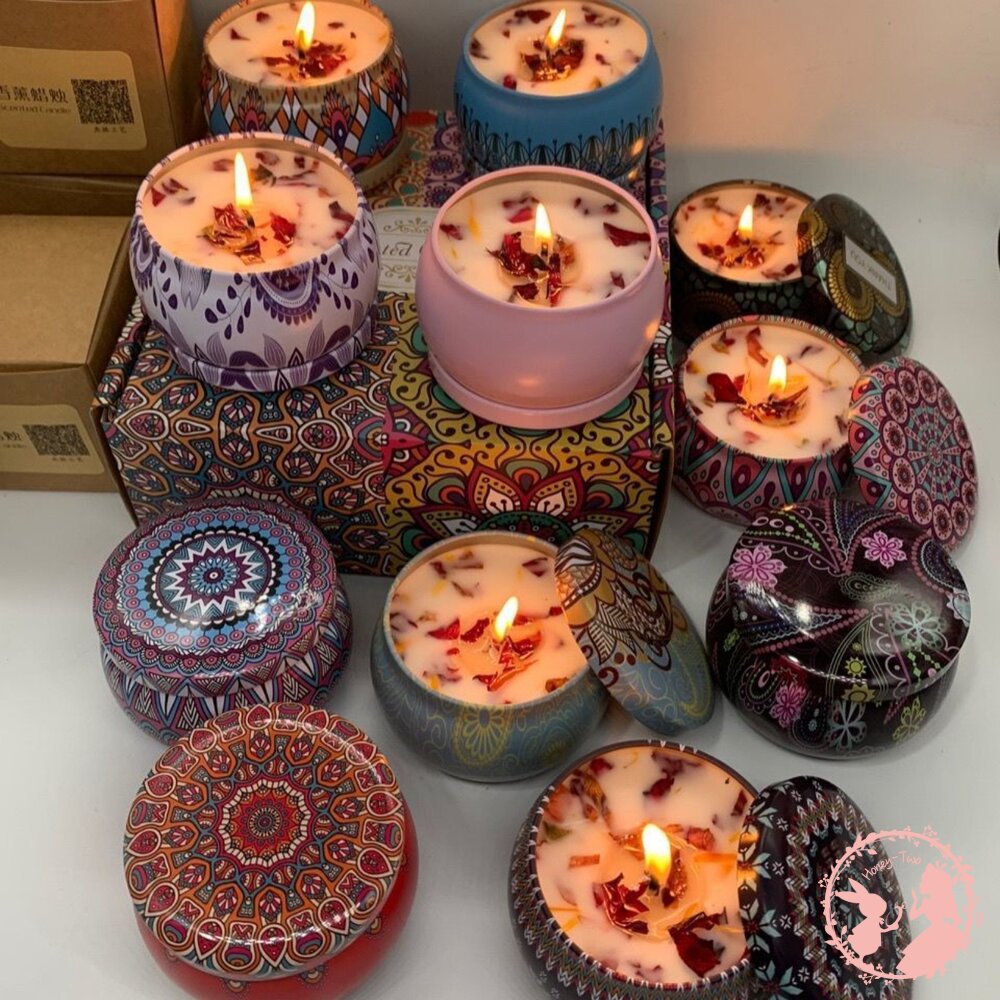 🔥現貨 小鐵盒香氛蠟燭 香氛蠟燭 乾燥花蠟燭 大豆蠟燭 香薰 芳香 靜心 冥想 調頻 情人 聖誕 禮物 天使-圖片-7