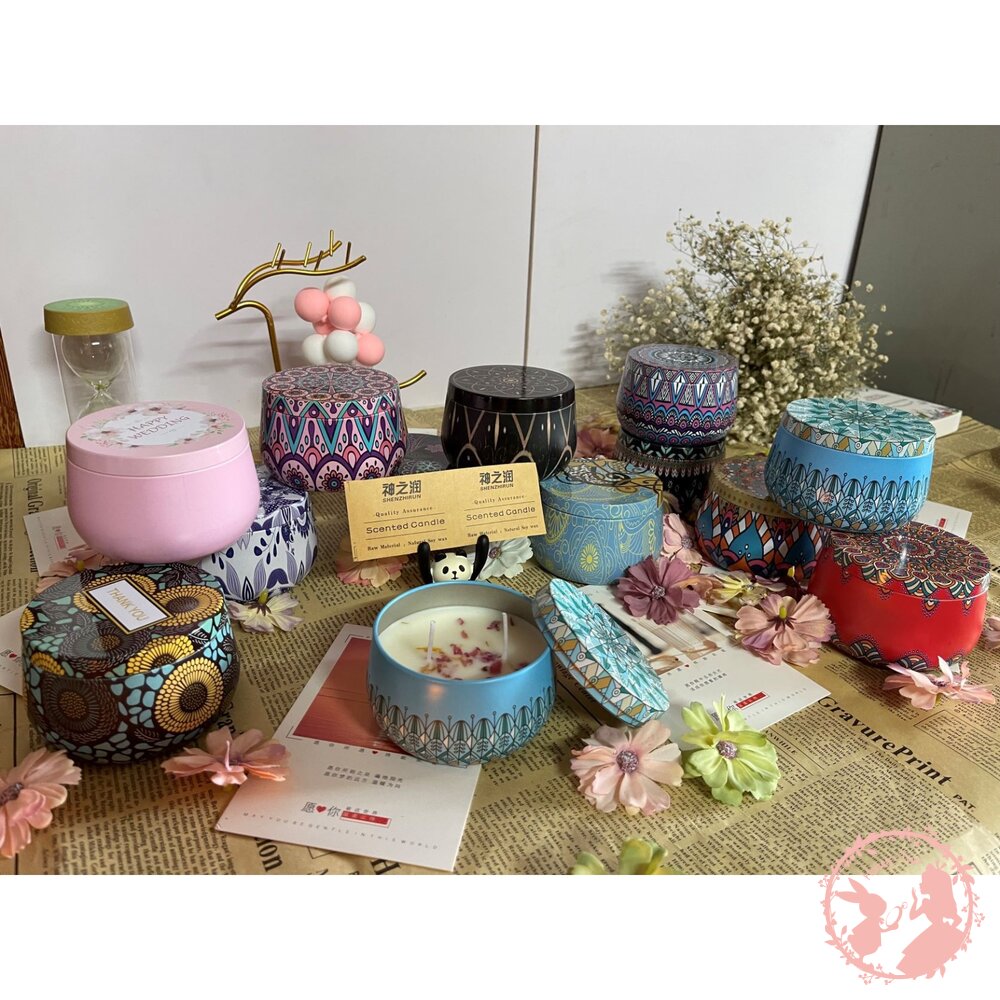 🔥現貨 小鐵盒香氛蠟燭 香氛蠟燭 乾燥花蠟燭 大豆蠟燭 香薰 芳香 靜心 冥想 調頻 情人 聖誕 禮物 天使-圖片-8