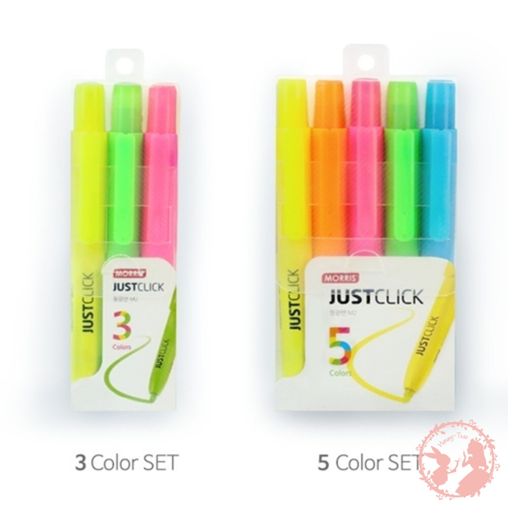 韓國製造 MORRIS 按壓式 免蓋也行!不怕乾螢光筆3入組/盒裝 重點筆 彩色筆 標記筆 記號筆 筆記筆標記-圖片-5