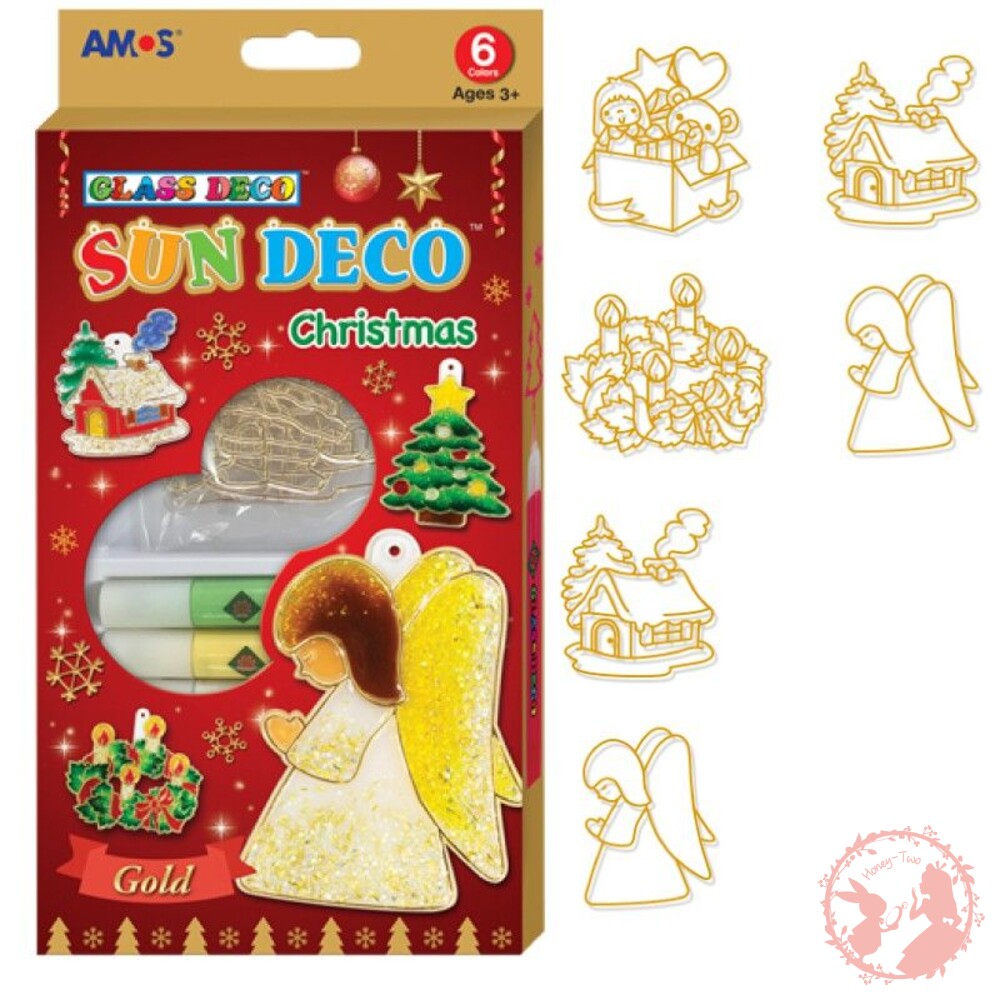 韓國AMOS 6色聖誕主題吊飾DIY玻璃彩繪膠/聖誕禮物首選 兒童手創 繪畫 創意 封面照片