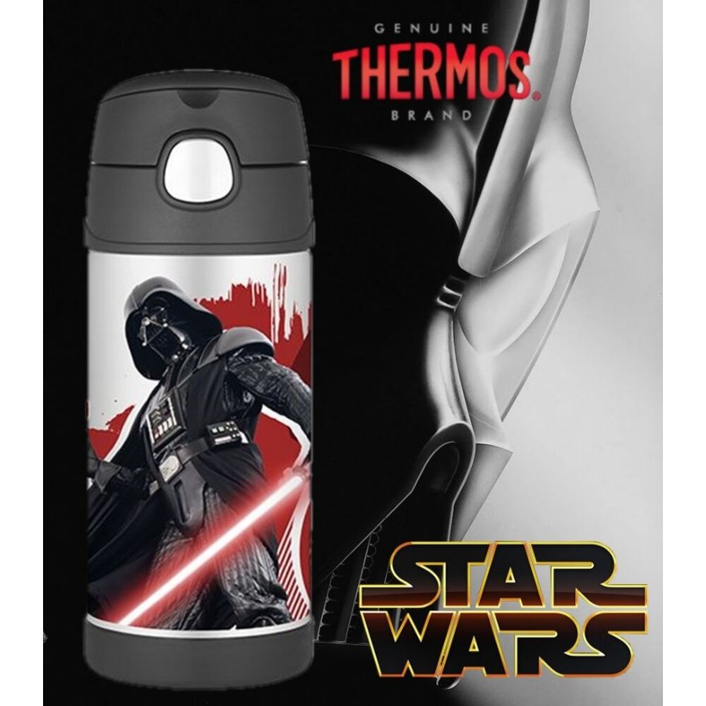 S1-000418-1-【出清】美國膳魔師 Thermos不鏽鋼兒童吸管水壺-黑武士