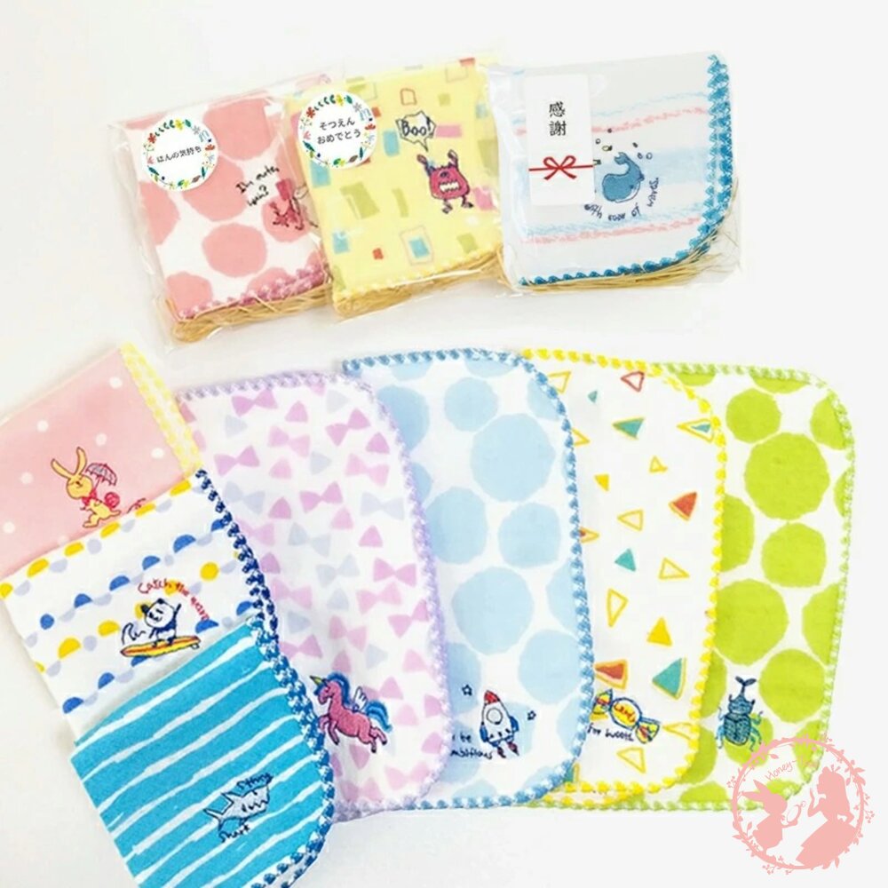 【現貨】日本製 今治 X Kontex 純棉 刺繡口水巾 小方巾 紗布毛巾 紗布巾 手帕 小毛巾 16cm-圖片-1