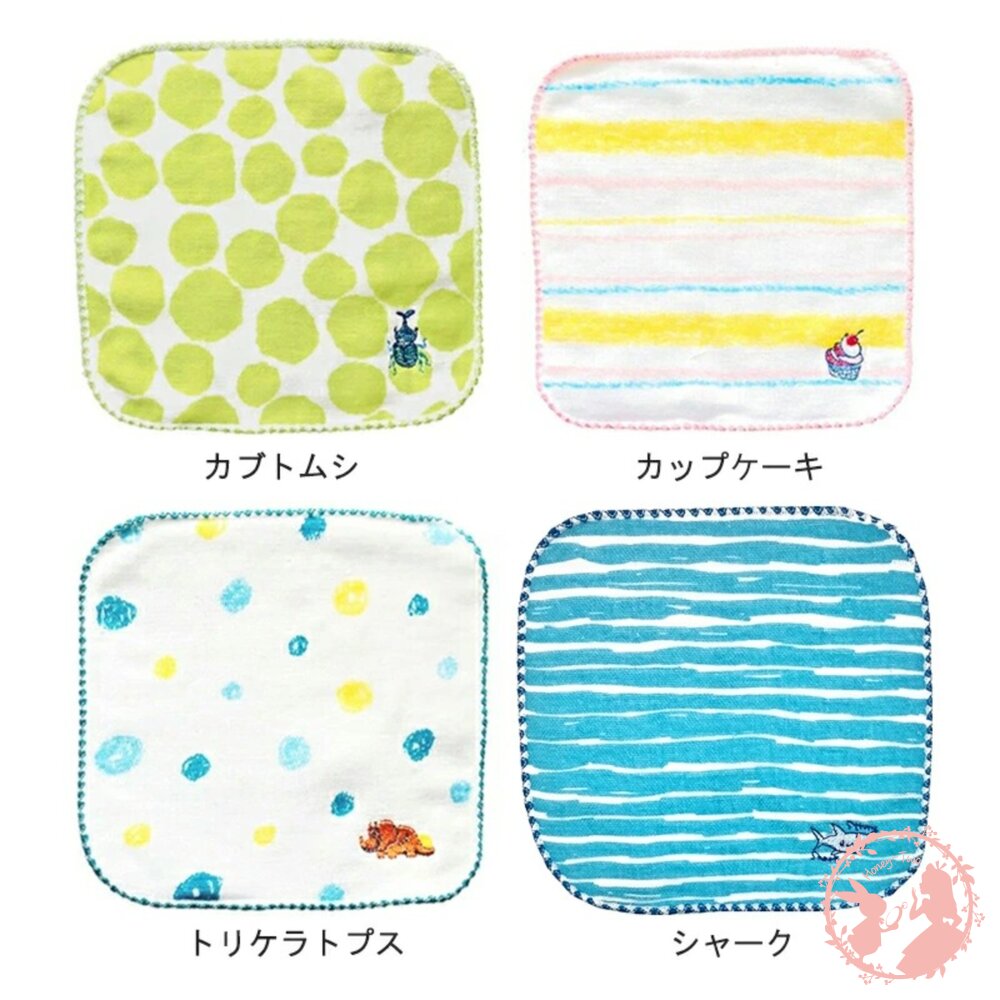 【現貨】日本製 今治 X Kontex 純棉 刺繡口水巾 小方巾 紗布毛巾 紗布巾 手帕 小毛巾 16cm-圖片-8