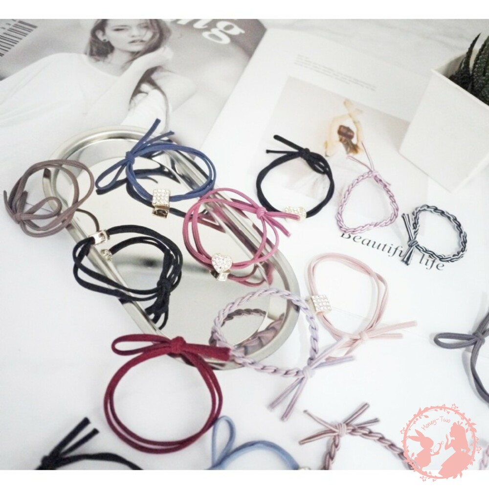 韓款簡約時尚混色彈力髮圈/單入/ 髮飾 髮繩 髮束 可愛髮飾 綁頭髮 韓版髮飾髮圈 橡皮圈 髮圈 韓式髮圈-圖片-1
