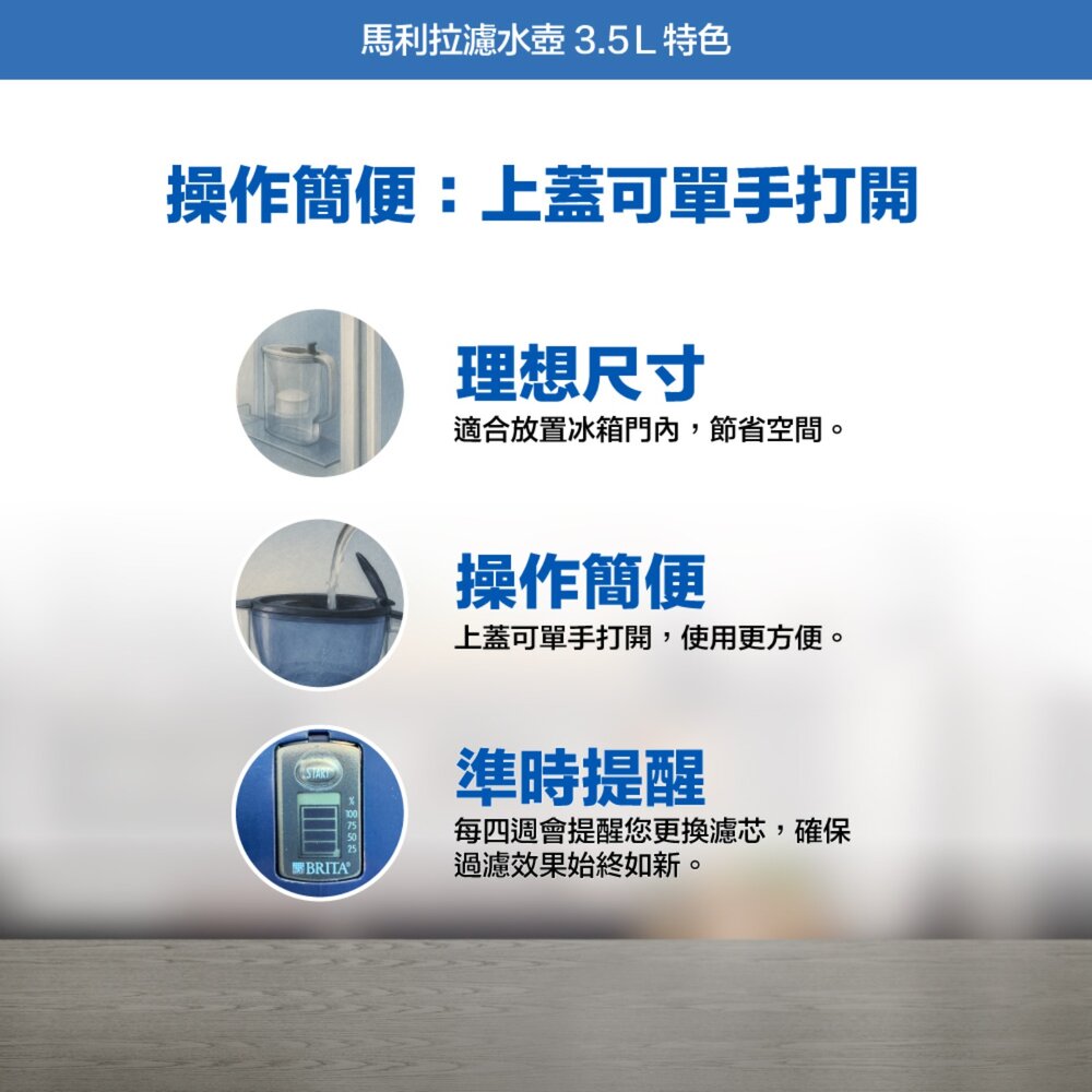 BRITA Marella 馬利拉濾水壺3.5L MXPRO濾芯 (共1壺1芯)-圖片-4