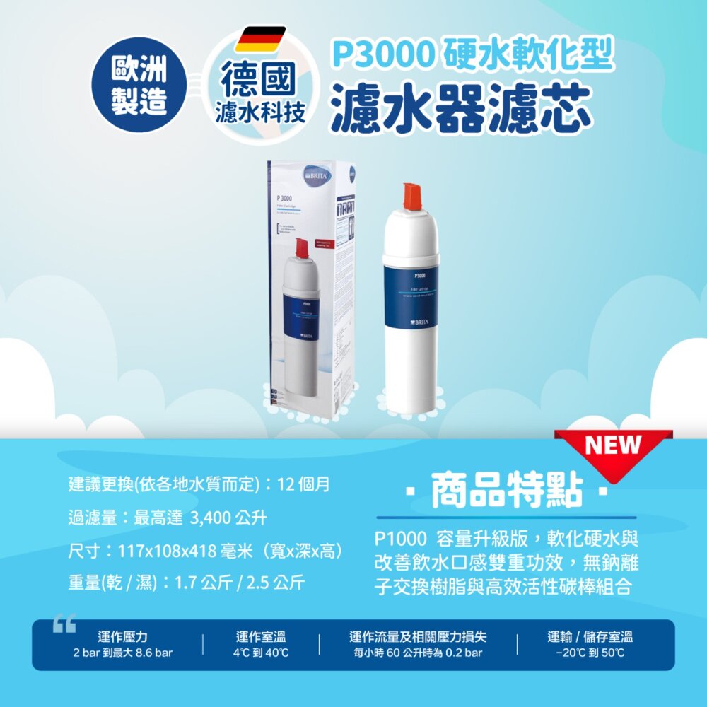 BRITA 德國 原廠盒裝 mypure P3000 濾芯 長效型濾心-圖片-1