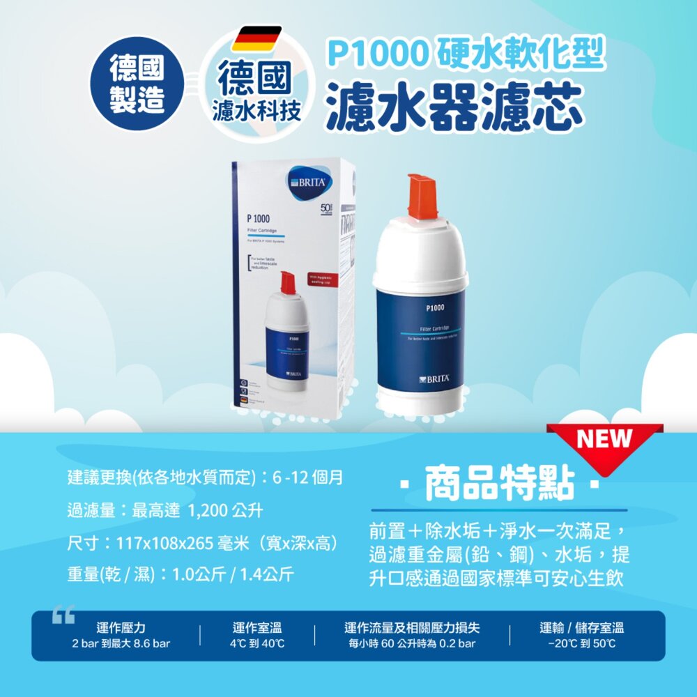 BRITA 德國 原廠盒裝 mypure P1000 濾芯 長效型濾心-圖片-1