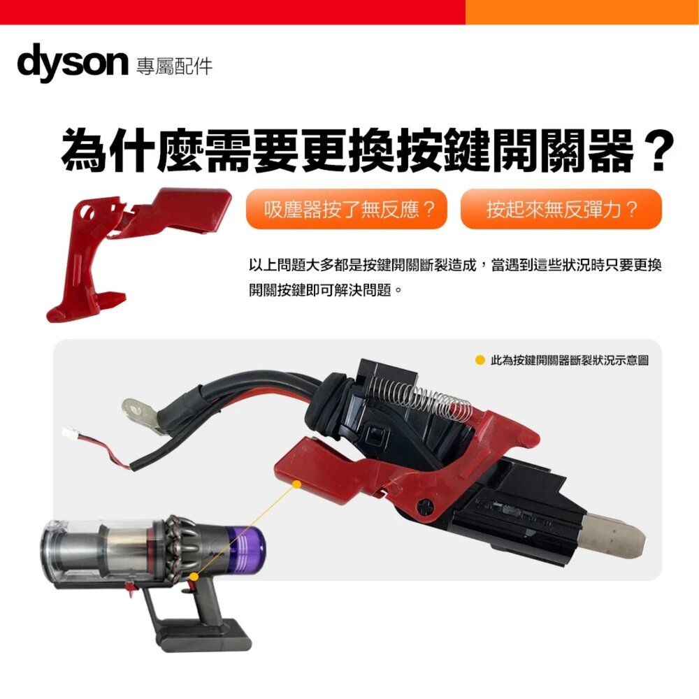 Dyson V6 V7 V8 V10 V11 V15 吸塵器 主機開關按鈕 固定神器 配件-圖片-4