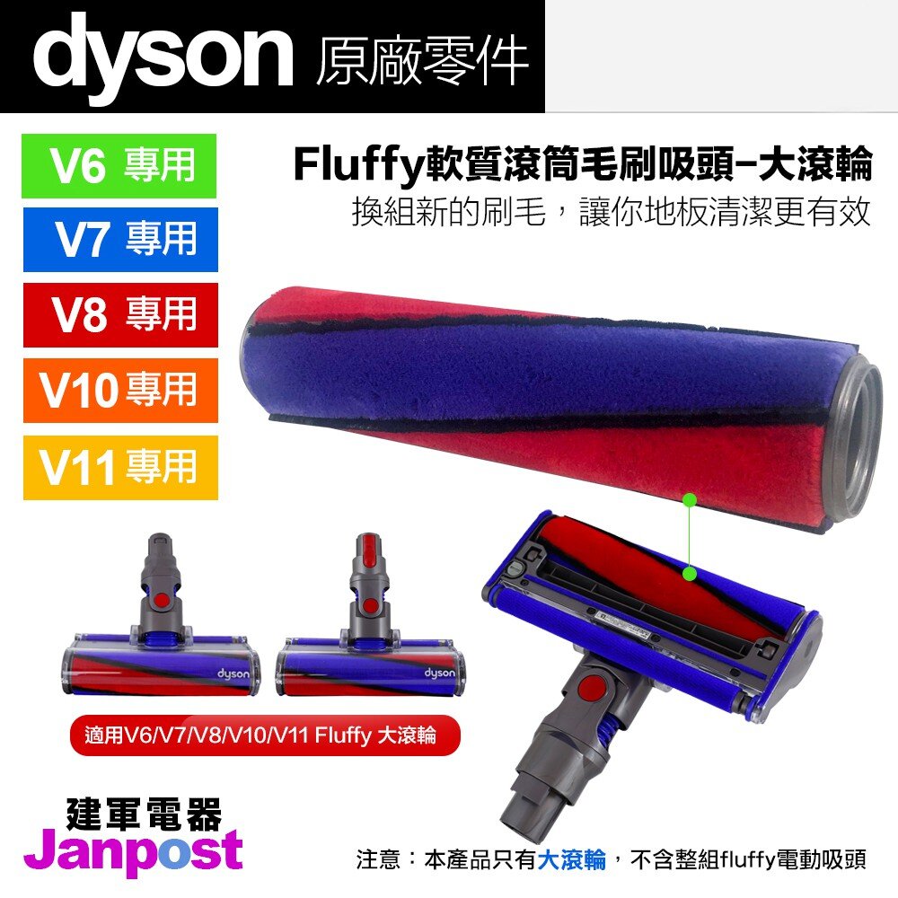 8015993481-免運 現貨  原廠 Dyson V6 V7 V8 V10 V11 Fluffy 軟質碳纖維吸頭 專用 蝦皮代開發票