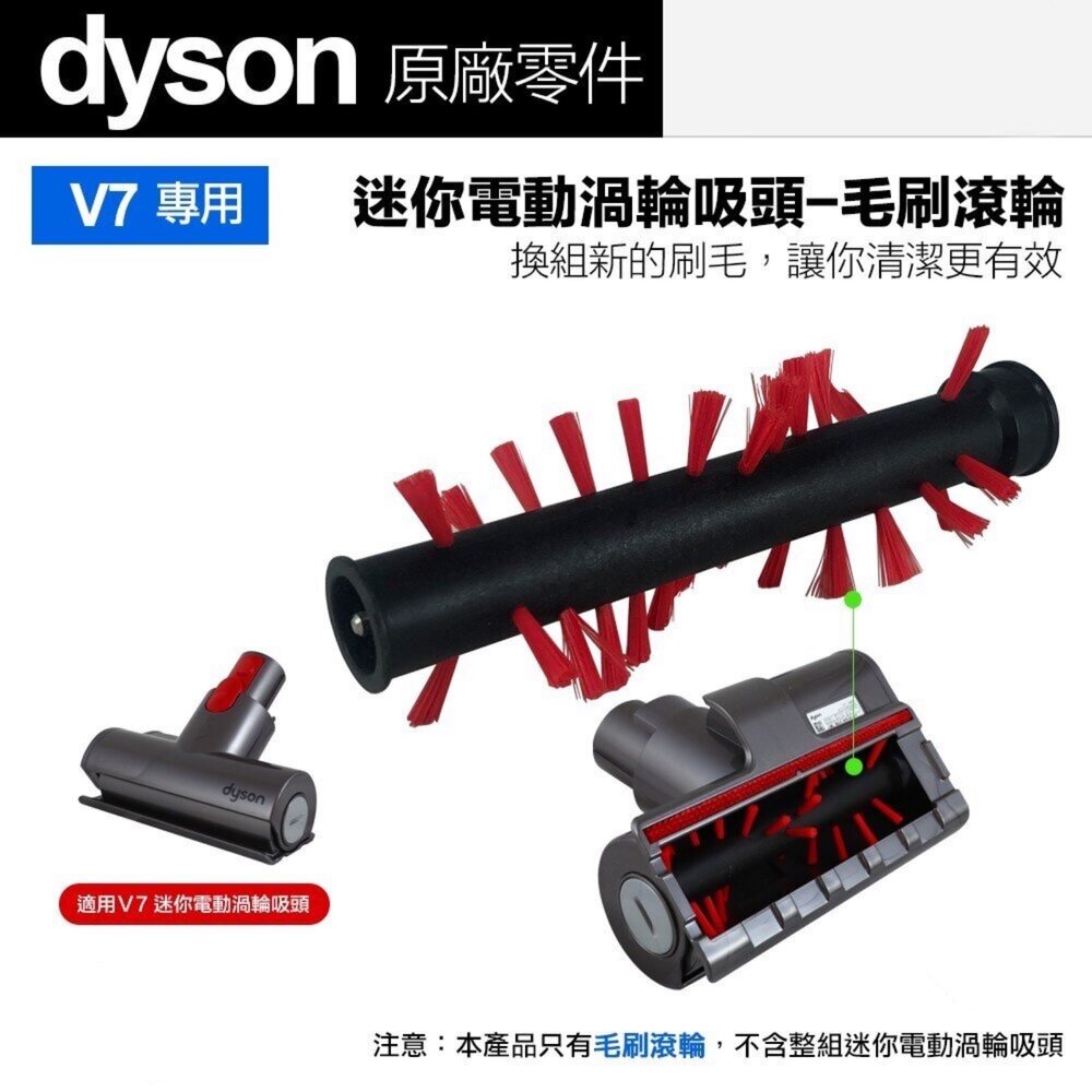 8816197248-Dyson V7 SV11 迷你電動渦輪吸頭 專用 毛刷 滾輪 滾刷 吸頭零件 原廠正品