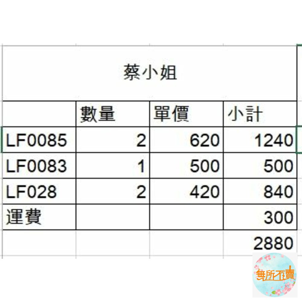 蔡小姐專屬賣場20230316 封面照片