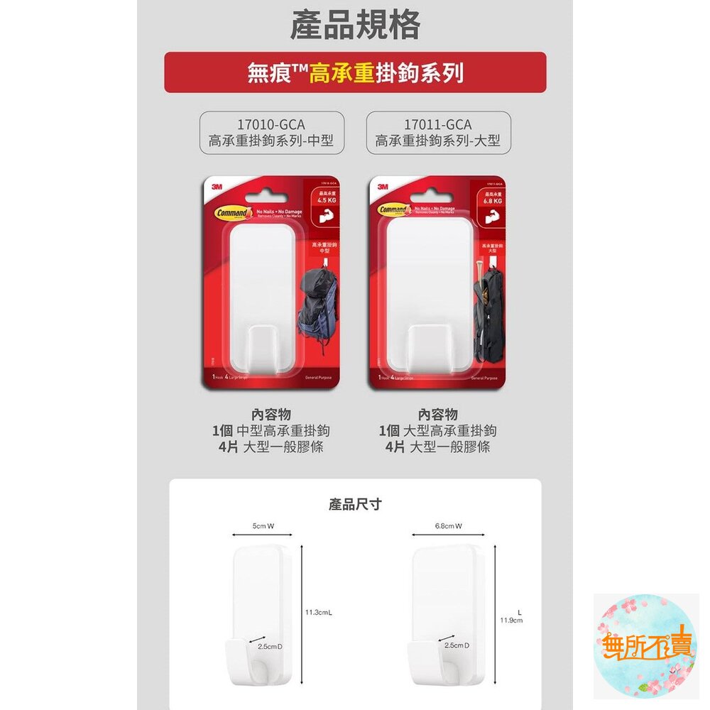 3M 無痕高承重掛勾:大型 17011/中型17010-圖片-11