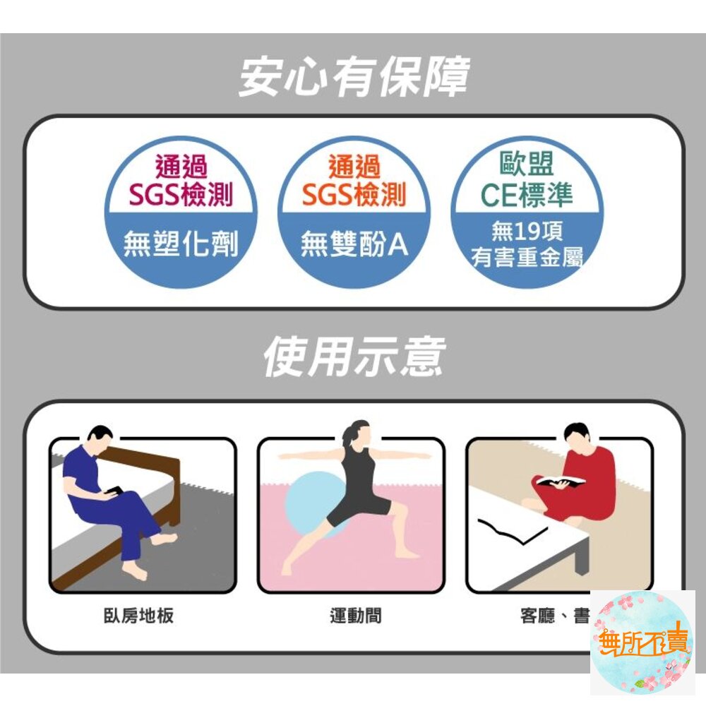 3M 舒適巧拼地墊 (棕/藍/粉/灰)(超取限購2包)-圖片-4