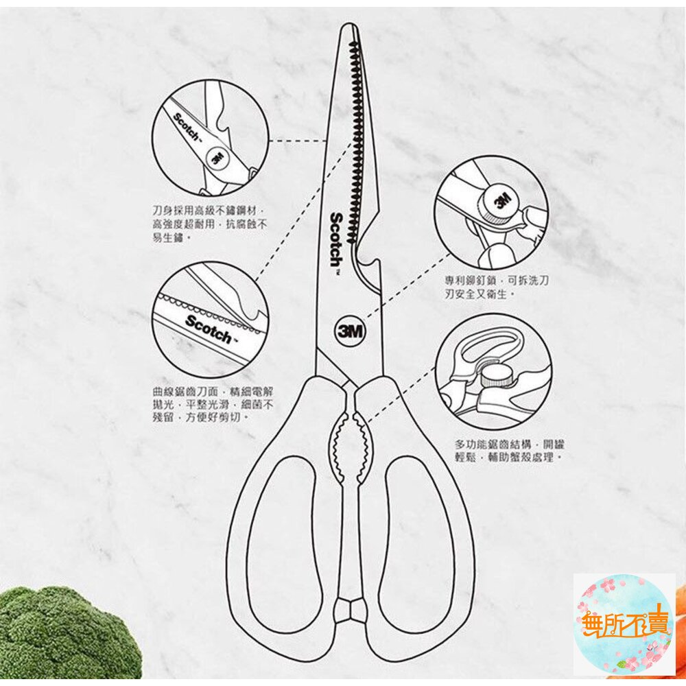 3M Scotch 可拆式廚房料理剪刀:熟食專用 KS-DL100/生食專用KS-DXL100-圖片-7