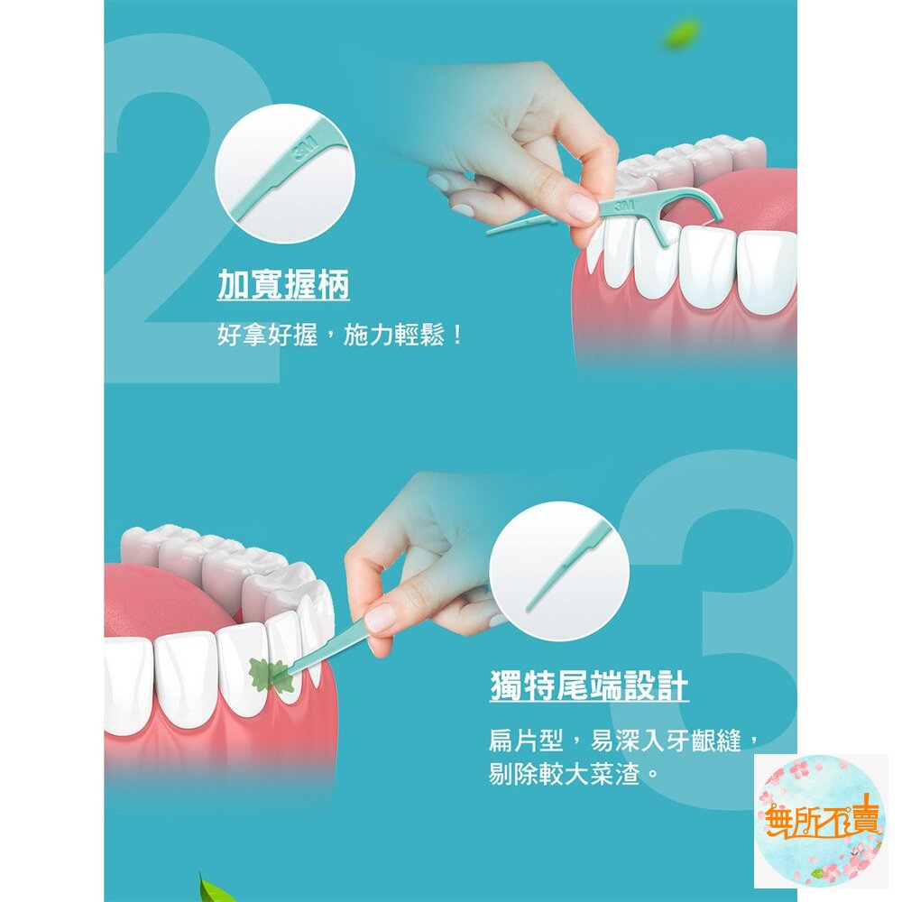 3M細滑牙線棒_薄荷木糖醇牙線棒 :單包38支-圖片-5