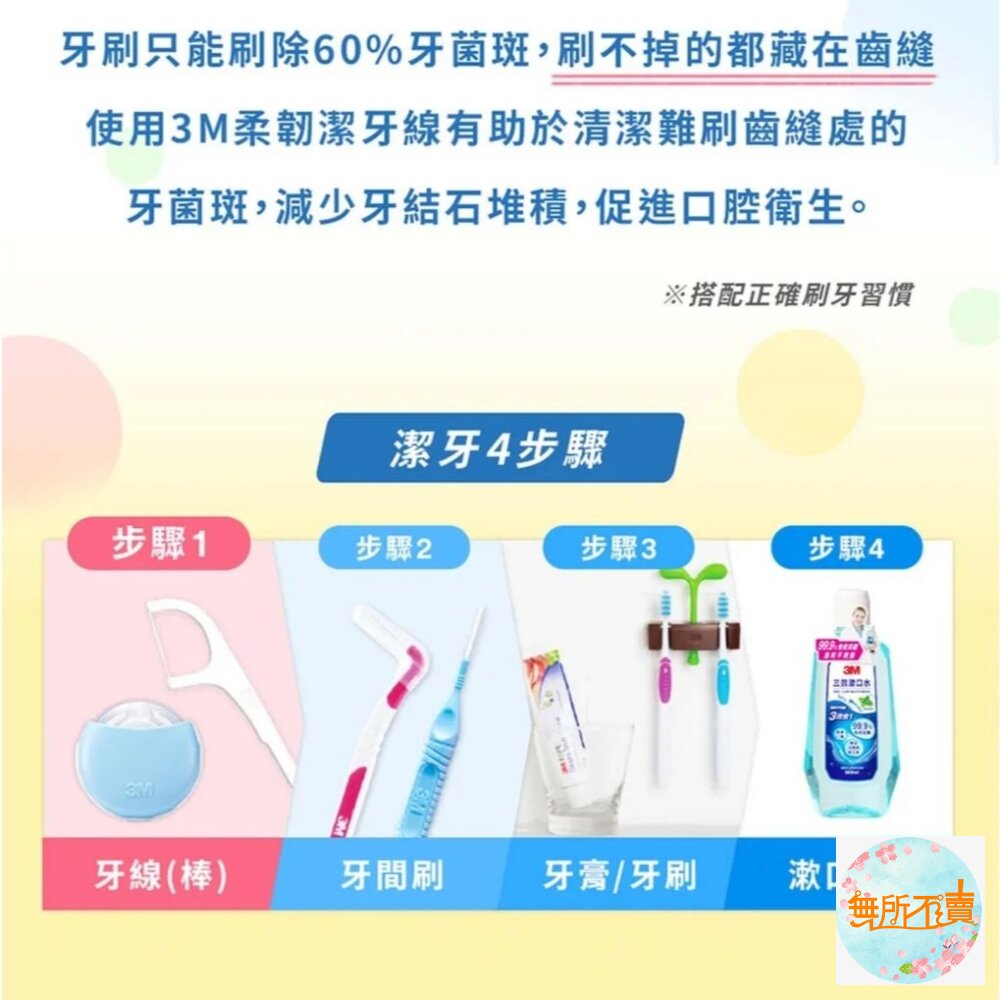 3M 馬卡龍造型柔韌潔牙線:1盒+2補充包/補充3入 顏色随機-圖片-2