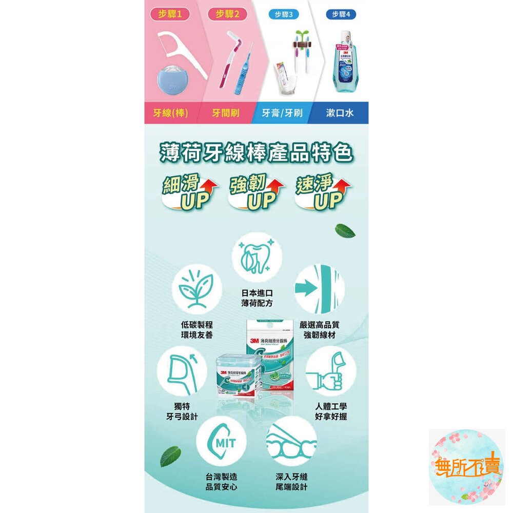 3M 新款細滑牙線棒_薄荷木糖醇牙線棒 單包45支-圖片-1