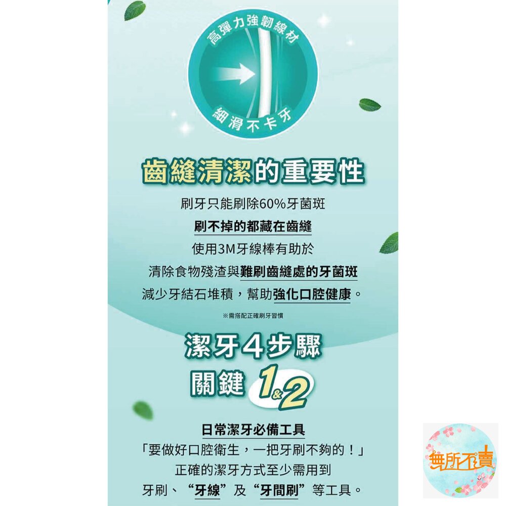 3M 新款細滑牙線棒_薄荷木糖醇牙線棒 單包45支-圖片-9