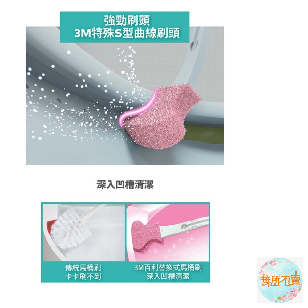 3M 替換式馬桶刷除菌組:馬桶刷1柄2刷頭 /補充包 5刷頭-圖片-5