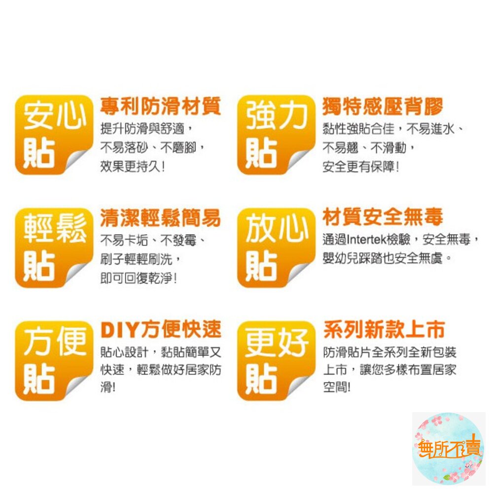 《裸裝特惠賣場》3M安全無毒防滑貼片6片裝隨心搭:8款圖案,廁所、浴室、樓梯皆可適用-圖片-7