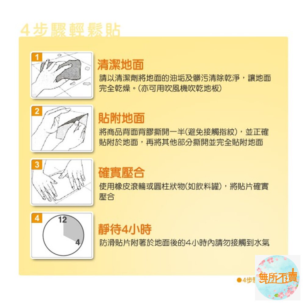《裸裝特惠賣場》3M安全無毒防滑貼片6片裝隨心搭:8款圖案,廁所、浴室、樓梯皆可適用-圖片-8