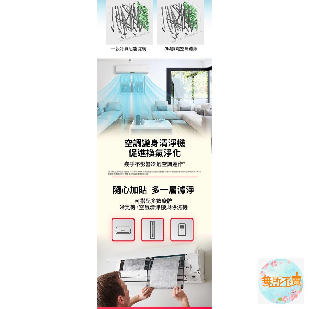 3M 濾敏原專用型靜電空氣濾網/冷氣濾網-9808-SRTC(輕巧捲筒裝-1入組-適用空調/清淨機/除濕機)-圖片-9