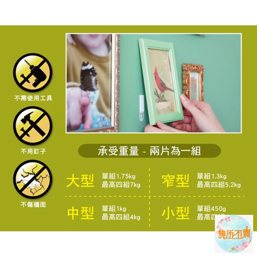 《出清品特惠賣場》3M 黑白配無痕畫框掛扣:窄型/大型/中型/小型 魔力扣-圖片-5