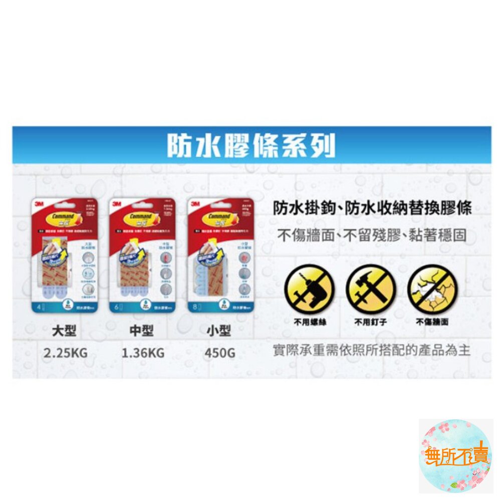 3M無痕防水膠條:大型18061C/中型18062C/小型18063C 防水掛勾專用-圖片-2