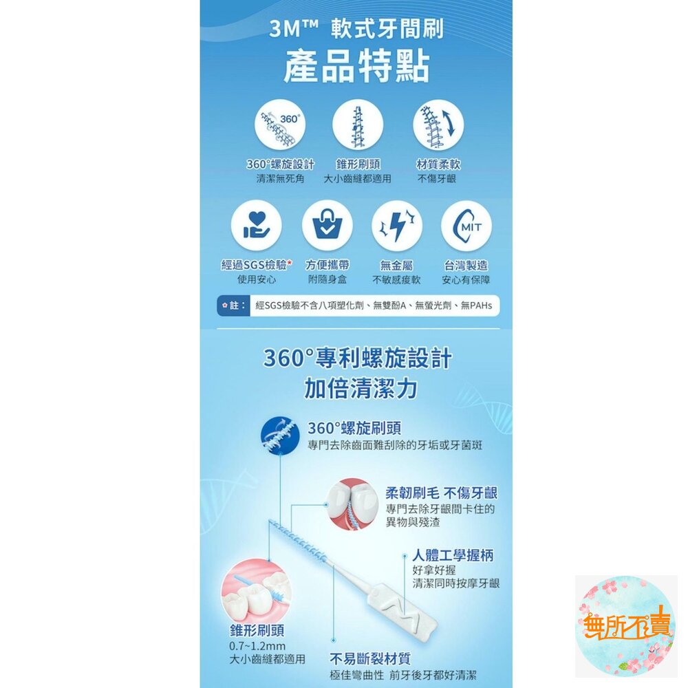 3M軟式牙間刷:藍色60入/薄荷50入-圖片-5