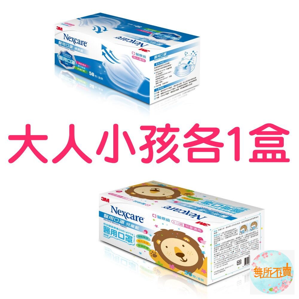 3M 7660C醫用口罩2盒組(藍)(50片/盒)兒童/成人(即期品出清) (買1盒送1包50入(盒損不附盒)-圖片-1