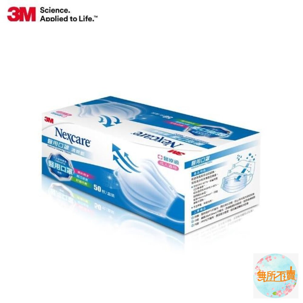 3M 7660C醫用口罩2盒組(藍)(50片/盒)兒童/成人(即期品出清) (買1盒送1包50入(盒損不附盒)-圖片-4