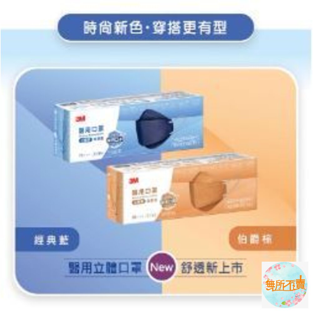 3M 大人用立體口罩美型口罩醫用口罩20入(藏藍/伯爵棕)盒損出清/不會給包裝盒/口罩有袋子裝-圖片-6