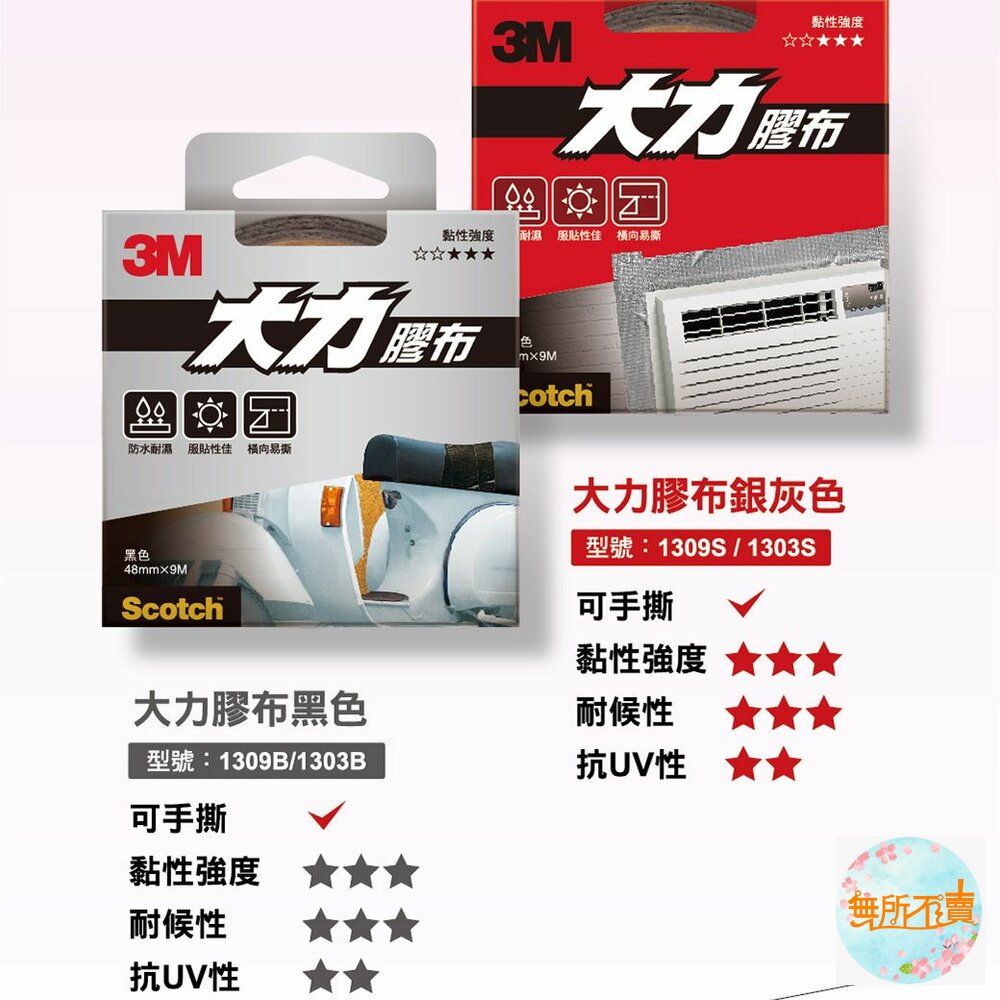 3m_1415004_YCX6-1-3M大力膠布：(輕巧黑、輕巧灰)X6