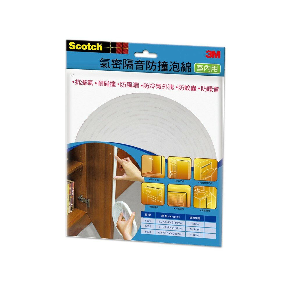 3m_6603-3M 室內用氣密隔音防撞泡棉：6601(1-3mm) /6602(3-5mm) /6603(4-6mm)