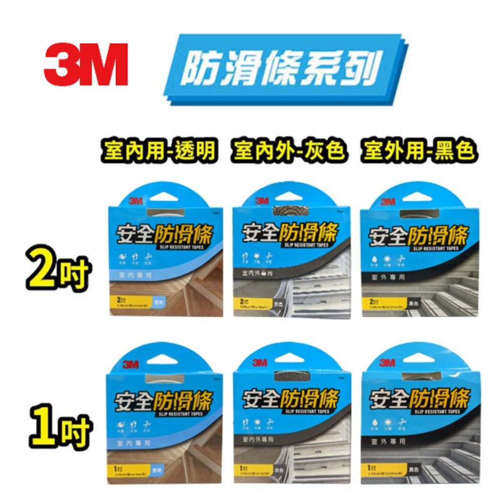 3m_7634-3M安全防護安全防滑條室內外專用 ： 黑色 灰色 透明