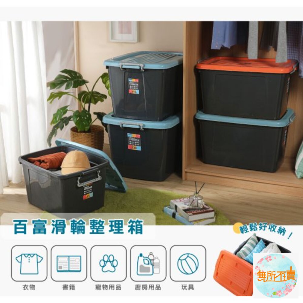 聯府 百富滑輪整理箱(藍) 45L BF451-圖片-2