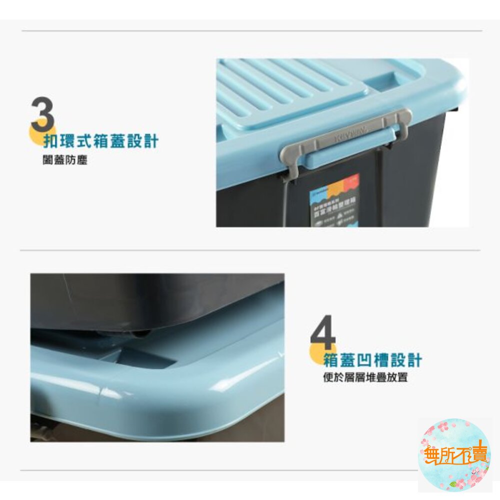 聯府 百富滑輪整理箱(藍) 45L BF451-圖片-5