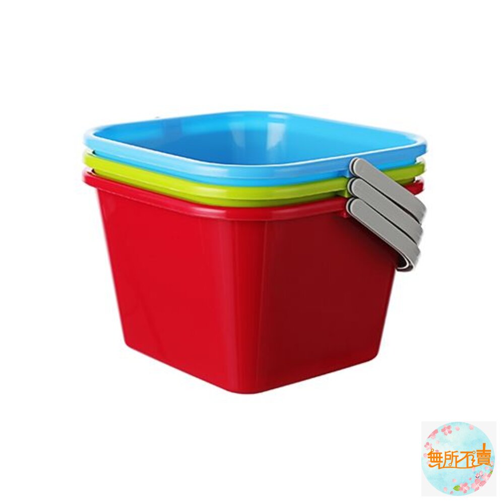 聯府 好運花方型水桶 提把水桶 9L CF707 堆沙堡 置物桶 戲水 露營 台灣製-圖片-9