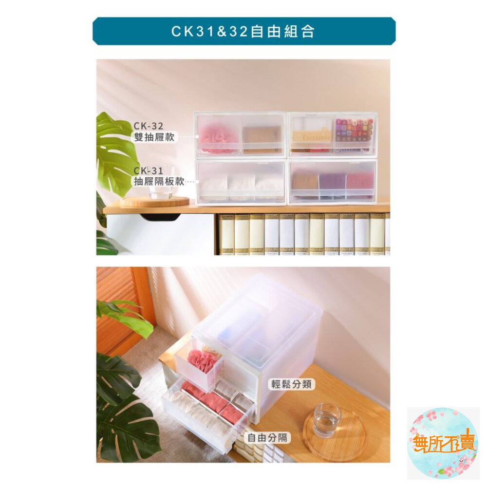 KEYWAY 透明霧面雙抽屜隔板整理箱10L CK-32-圖片-2