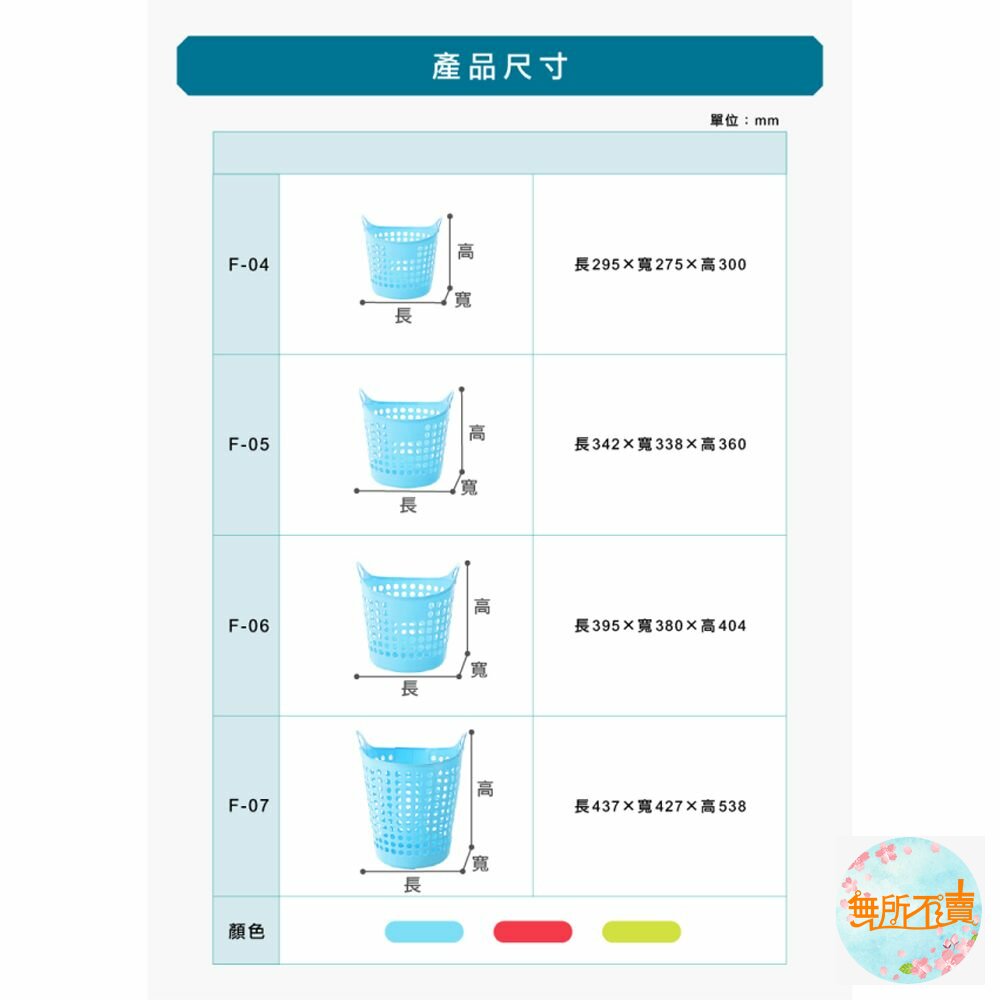 聯府 圓型EVA置物籃(小) F-04 洗衣籃-圖片-3